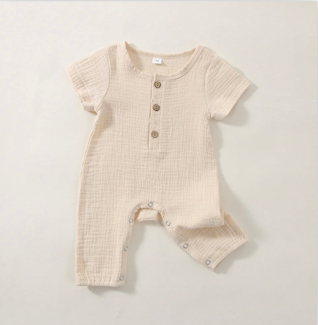 Muslin button down cotton jumpsuit