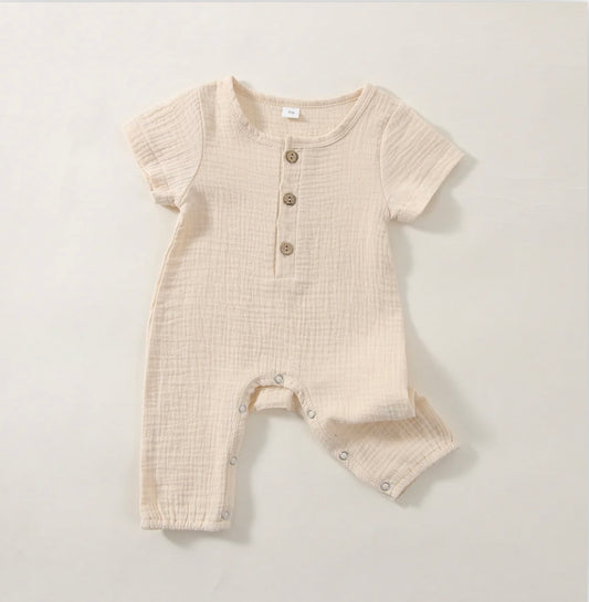 Muslin button down cotton jumpsuit